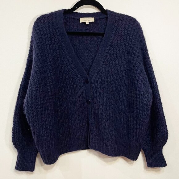 EUC Sezane Achille Mohair Wool Blend Oversized Cardigan Navy Blue XS - Picture 3 of 9